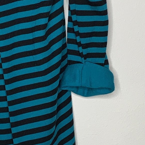 Stuart Alan Petites Sweater Dress Womans 12 Teal Black Stripe No Sleeve w/Jacket - Picture 8 of 16